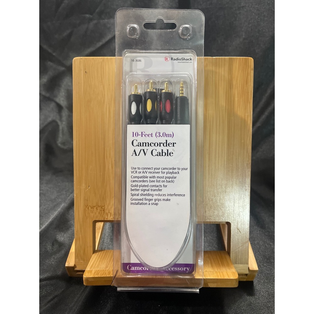 RadioShack 10ft Camcorder AV Cable 3.5mm to RCA Gold Plated 16-3686 New